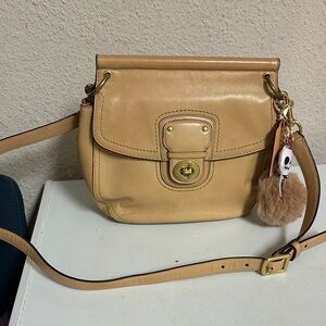 Coach Beige/Tan Leather Turn-Lock Crossbody
